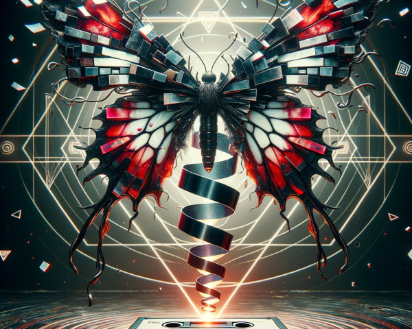 Surreal Butterfly from Vintage Cassette Tape Design