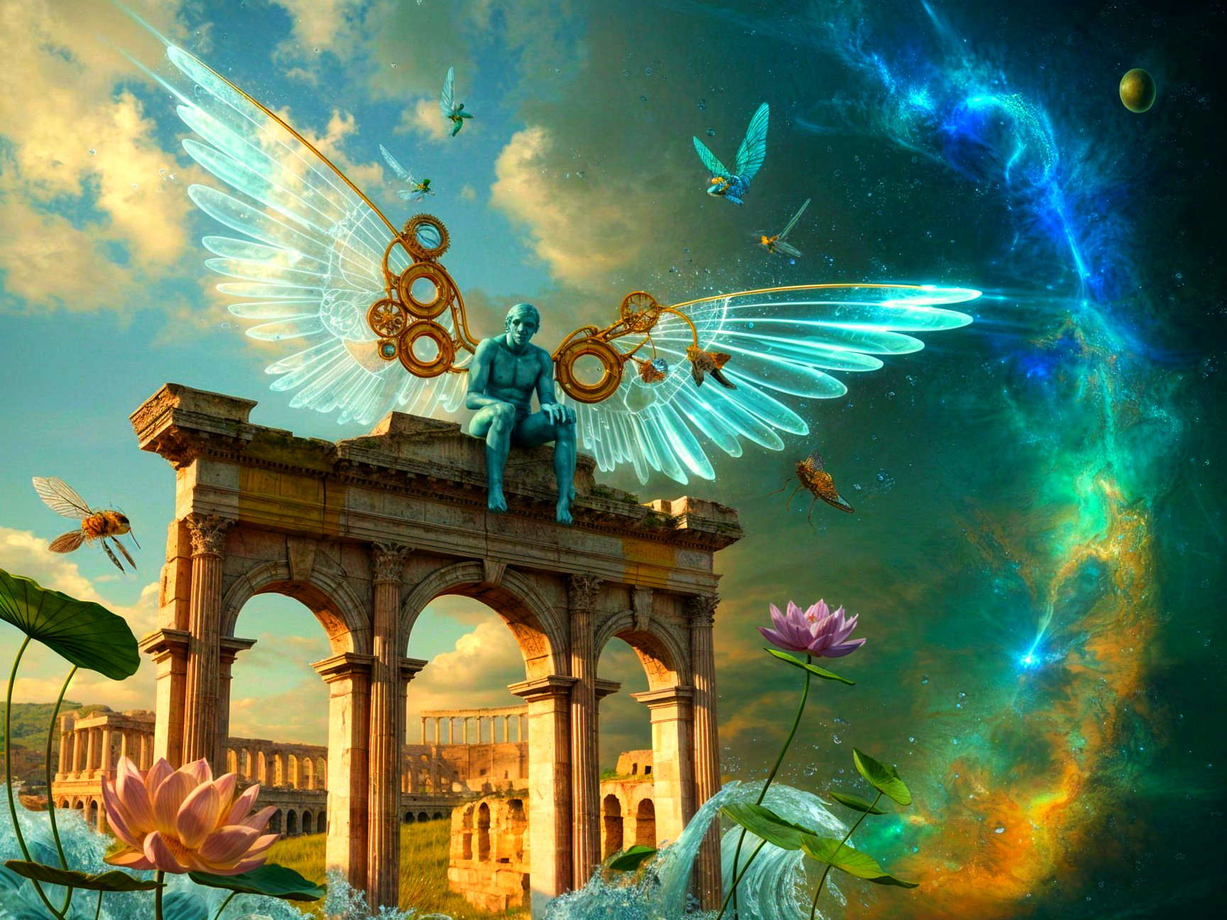 Grand Archway in a Cosmic Fantasy Landscape