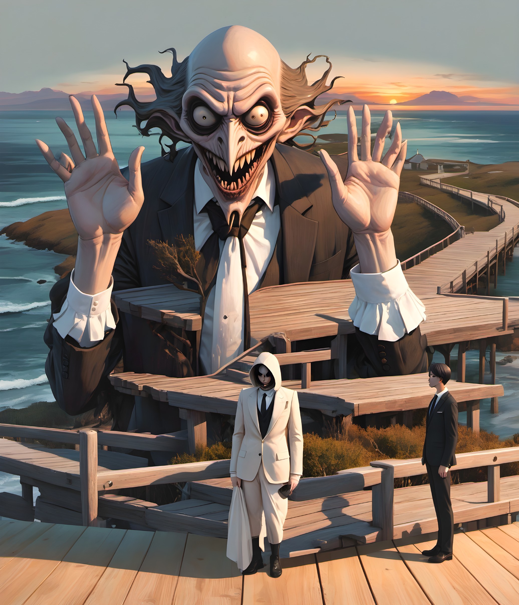 Surreal Encounter with a Gigantic Menacing Figure