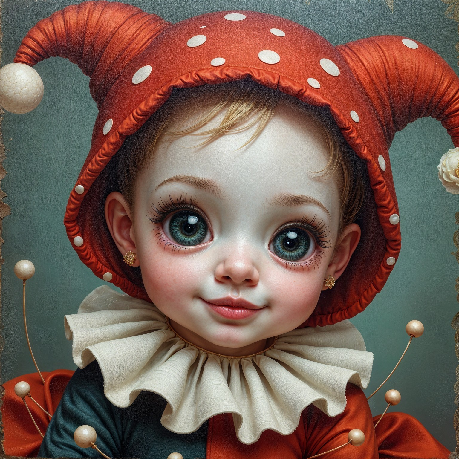 Whimsical Portrait of a Young Girl as a Clown