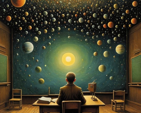 Cosmic Ceiling in a Dimly Lit Classroom Setting