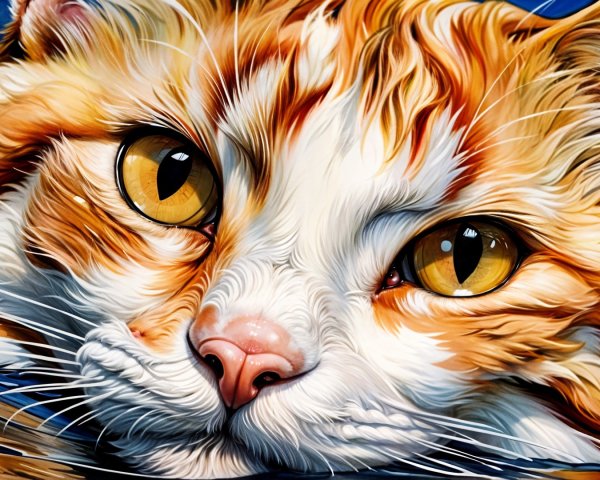 Close-up of a cat's face with orange and white fur