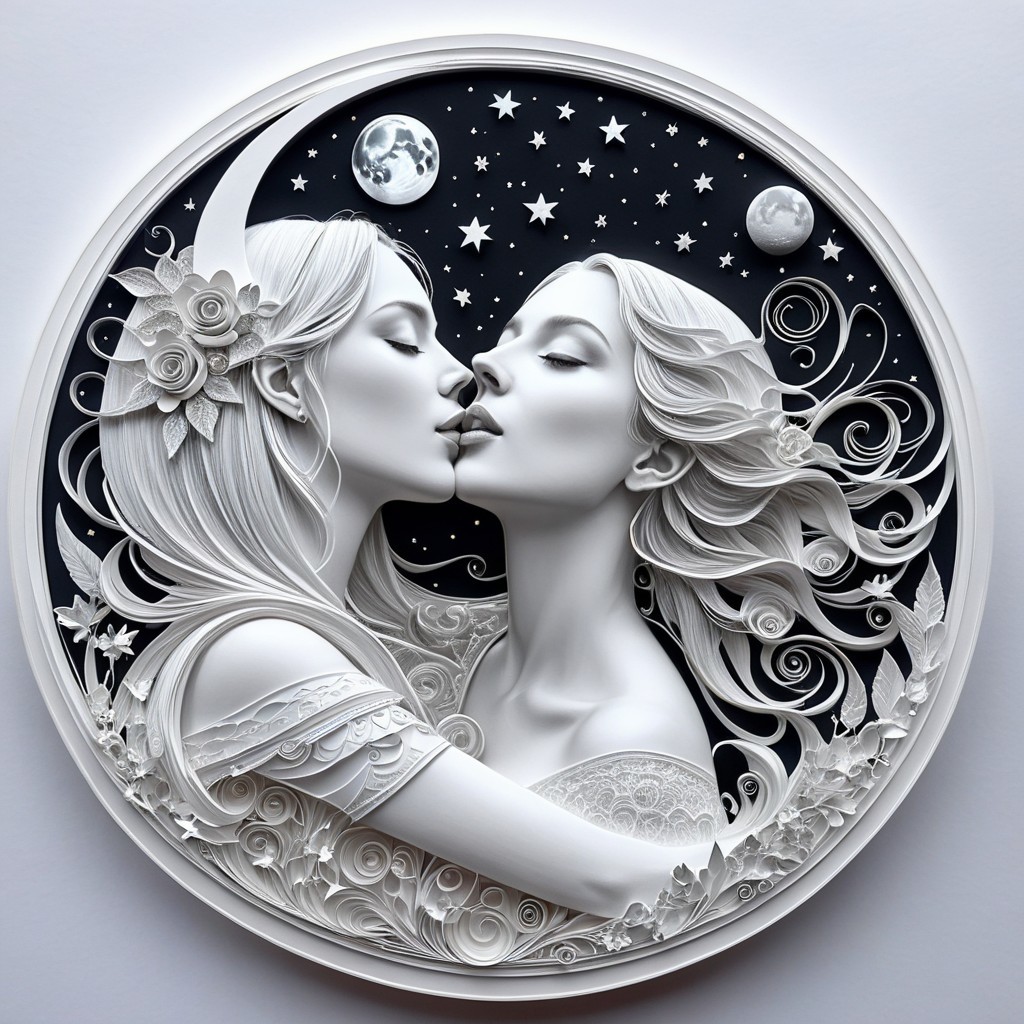 Circular Paper Cut Artwork of Embracing Women