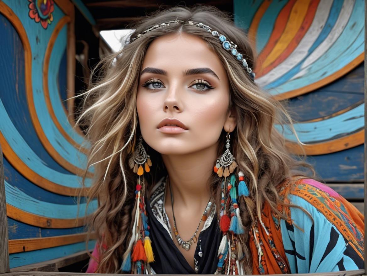 Young woman with headpiece and colorful attire