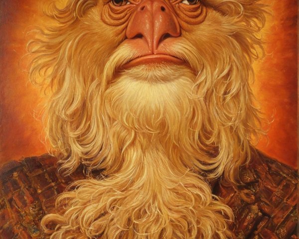 Majestic Anthropomorphic Figure with Bird-Like Face