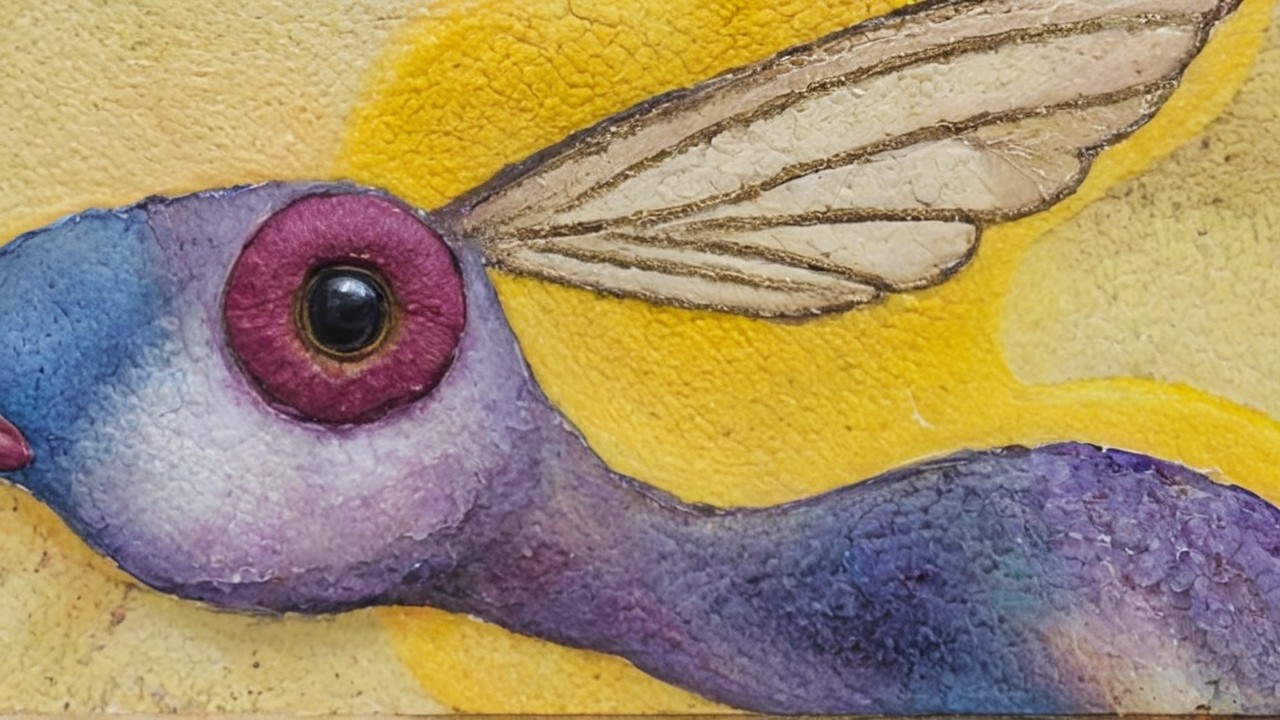 Colorful Rabbit with Oversized Wings in Dreamlike Setting