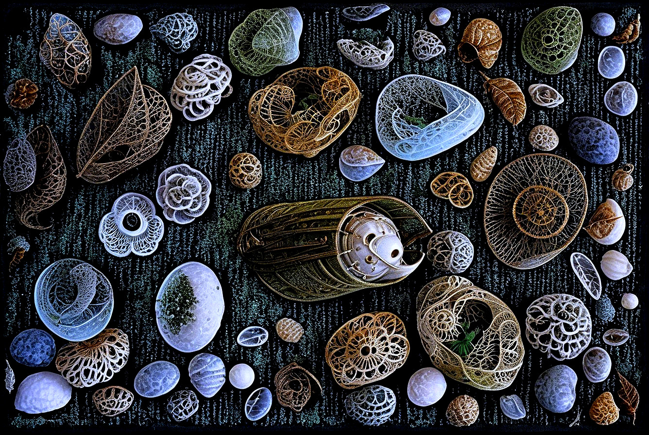 Intricate Arrangement of Shells and Marine Forms