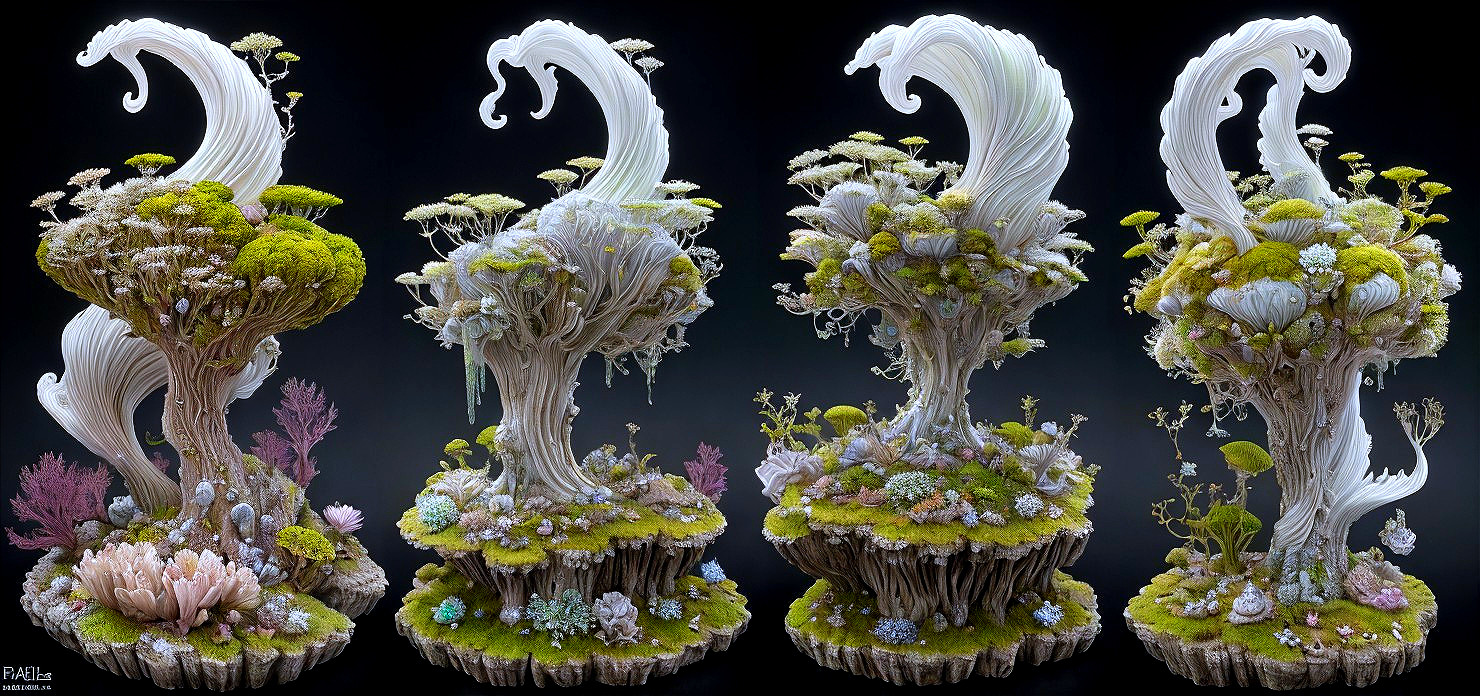 Sculptural Display of Fantastical Trees and Landscape