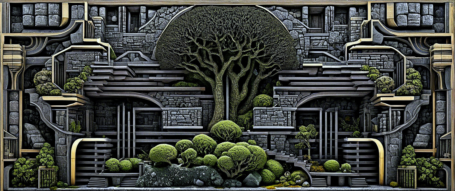 Intricate Stone Wall Design Blending Nature and Architecture