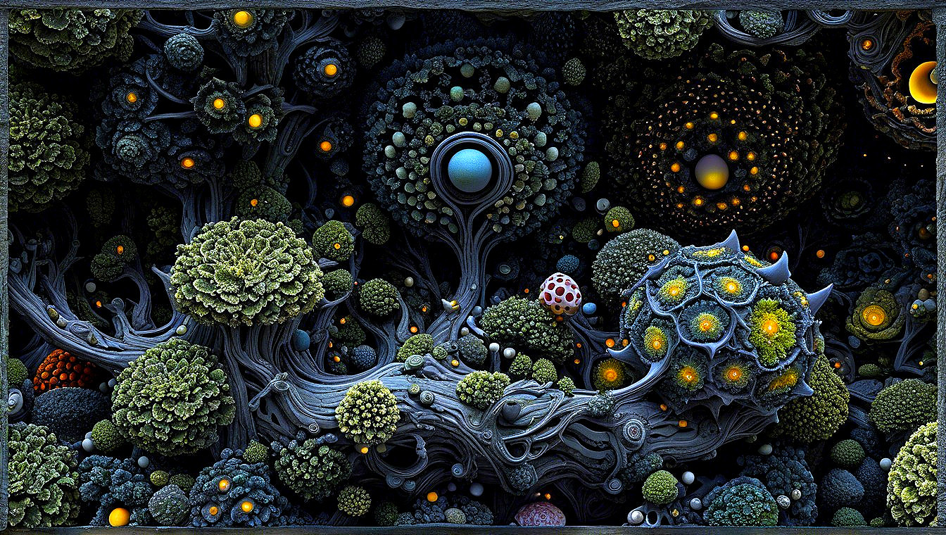 Surreal Alien Forest Landscape with Vibrant Colors