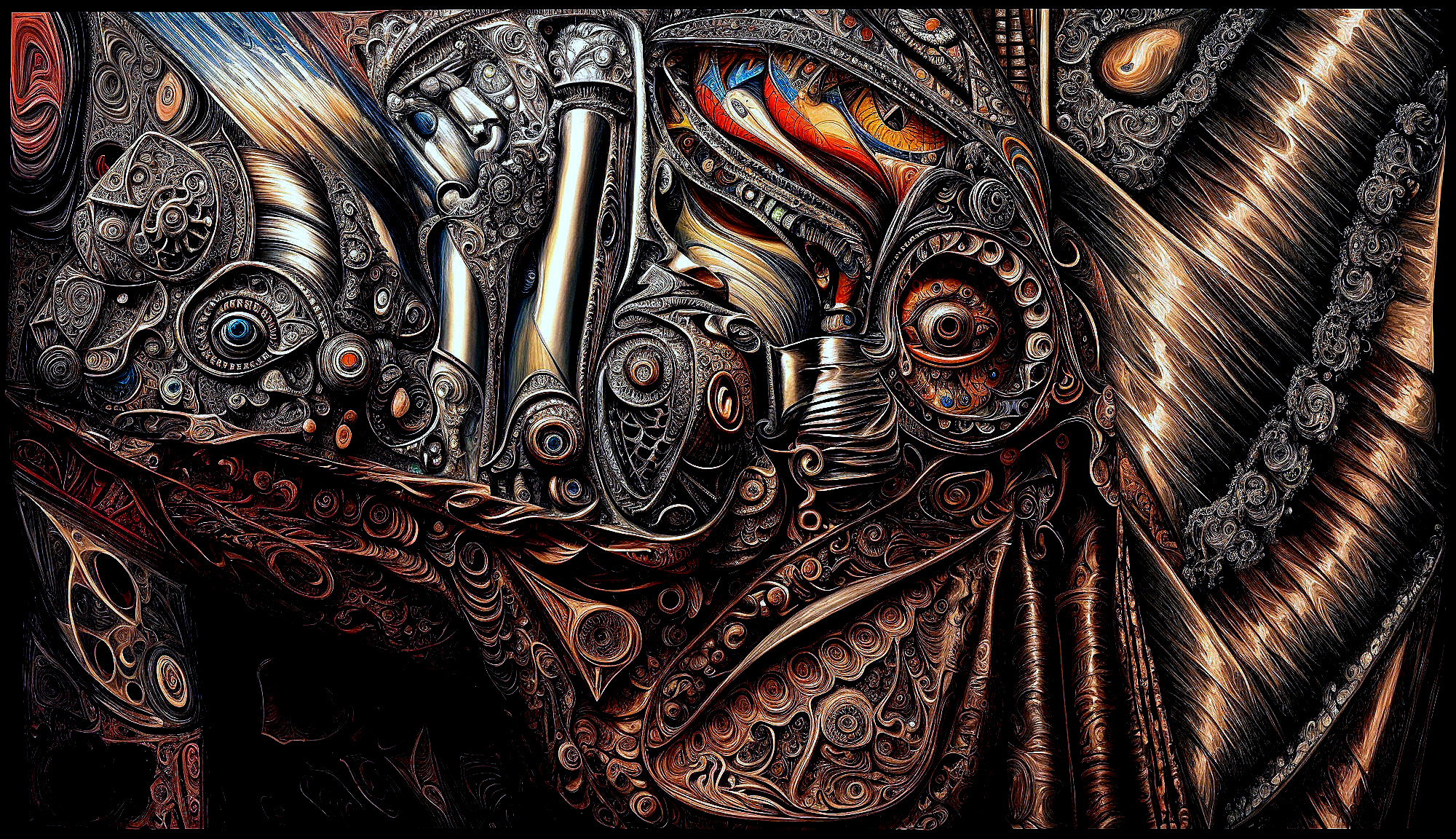 Abstract Composition with Swirling Patterns and Textures