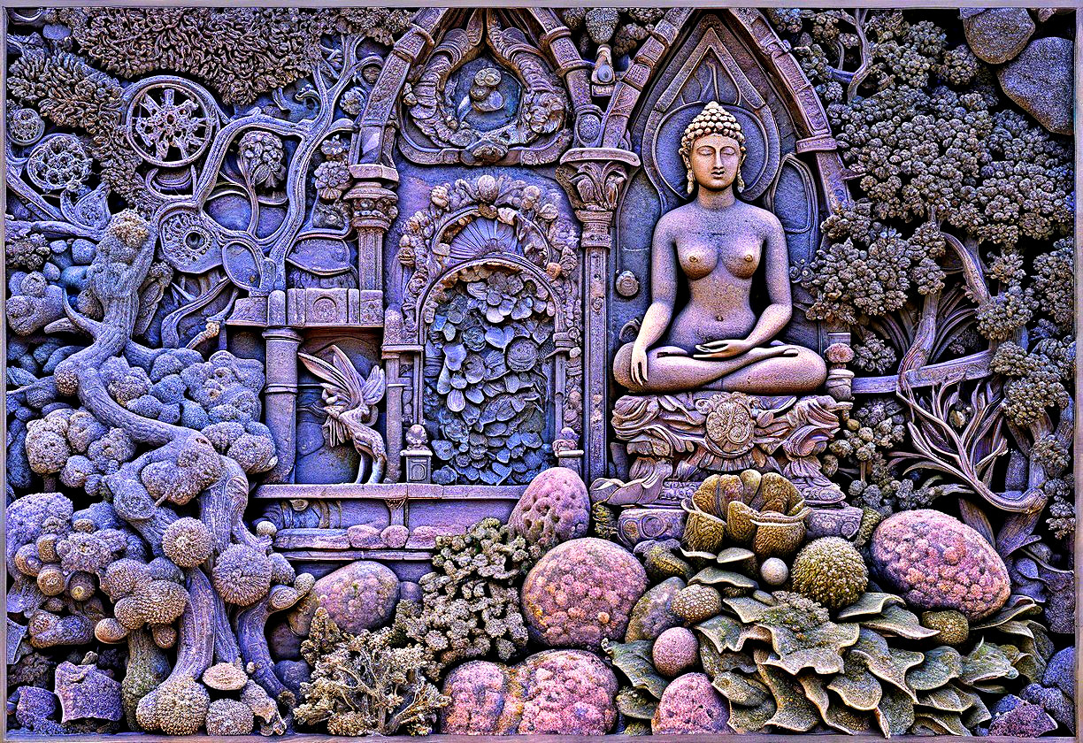 Intricate Relief Sculpture of Buddha in Meditation