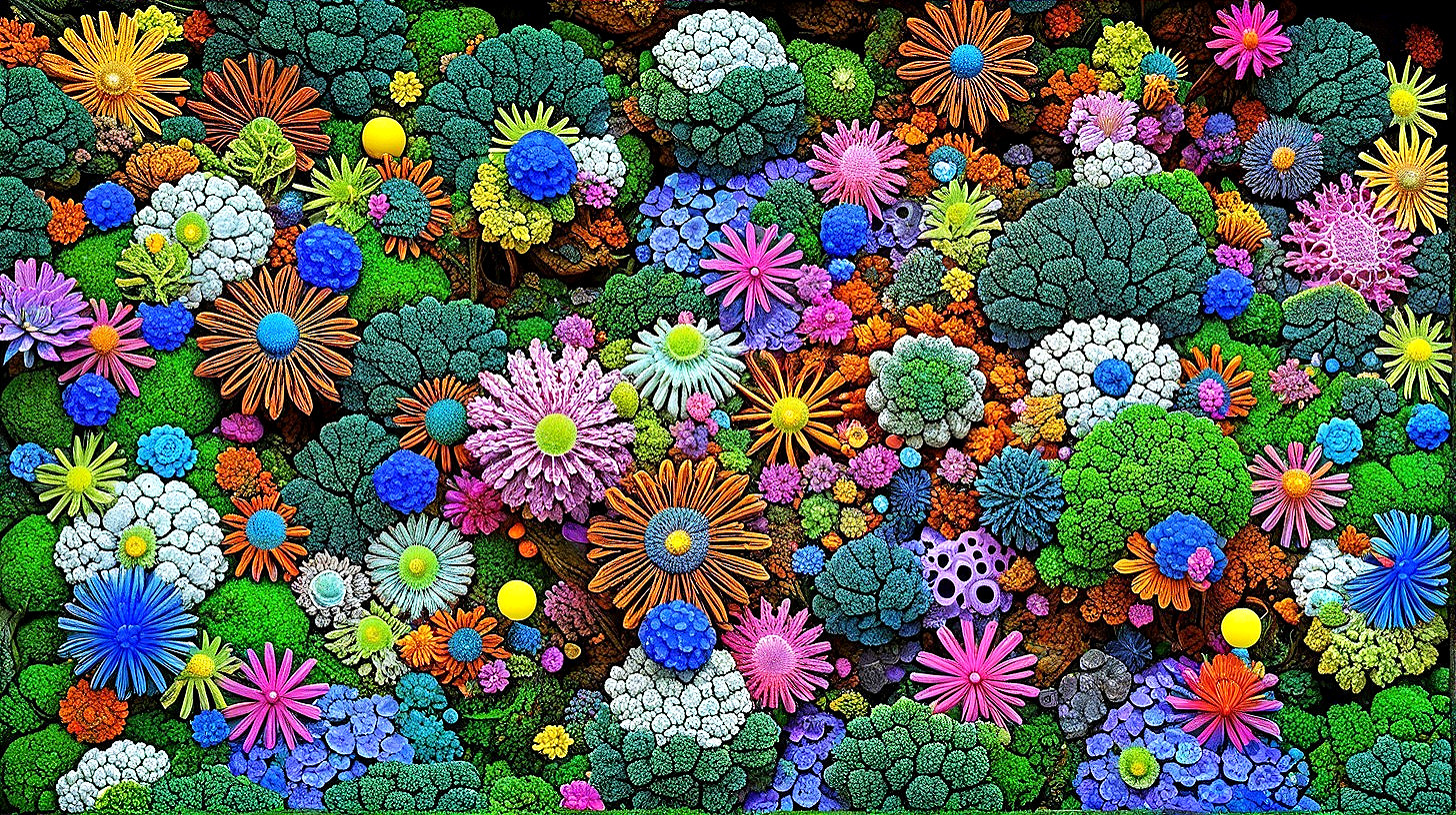 Colorful Abstract Flowers and Organic Shapes Design