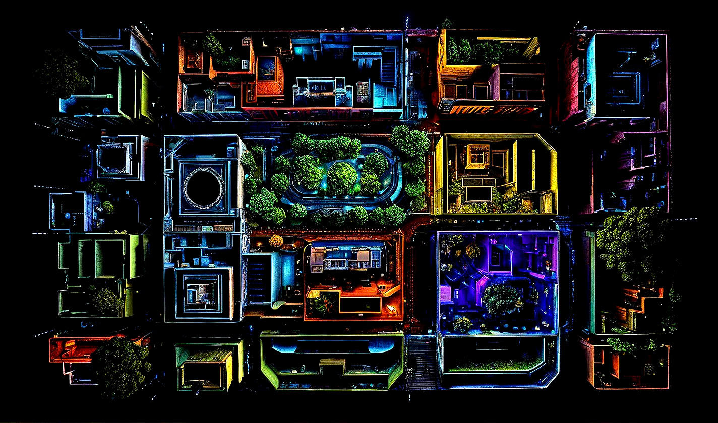 Aerial View of Modern Urban Layout with Greenery