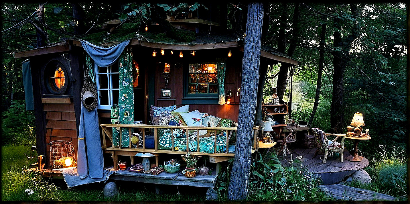 Cozy Treehouse in a Lush Forest with Vintage Decor