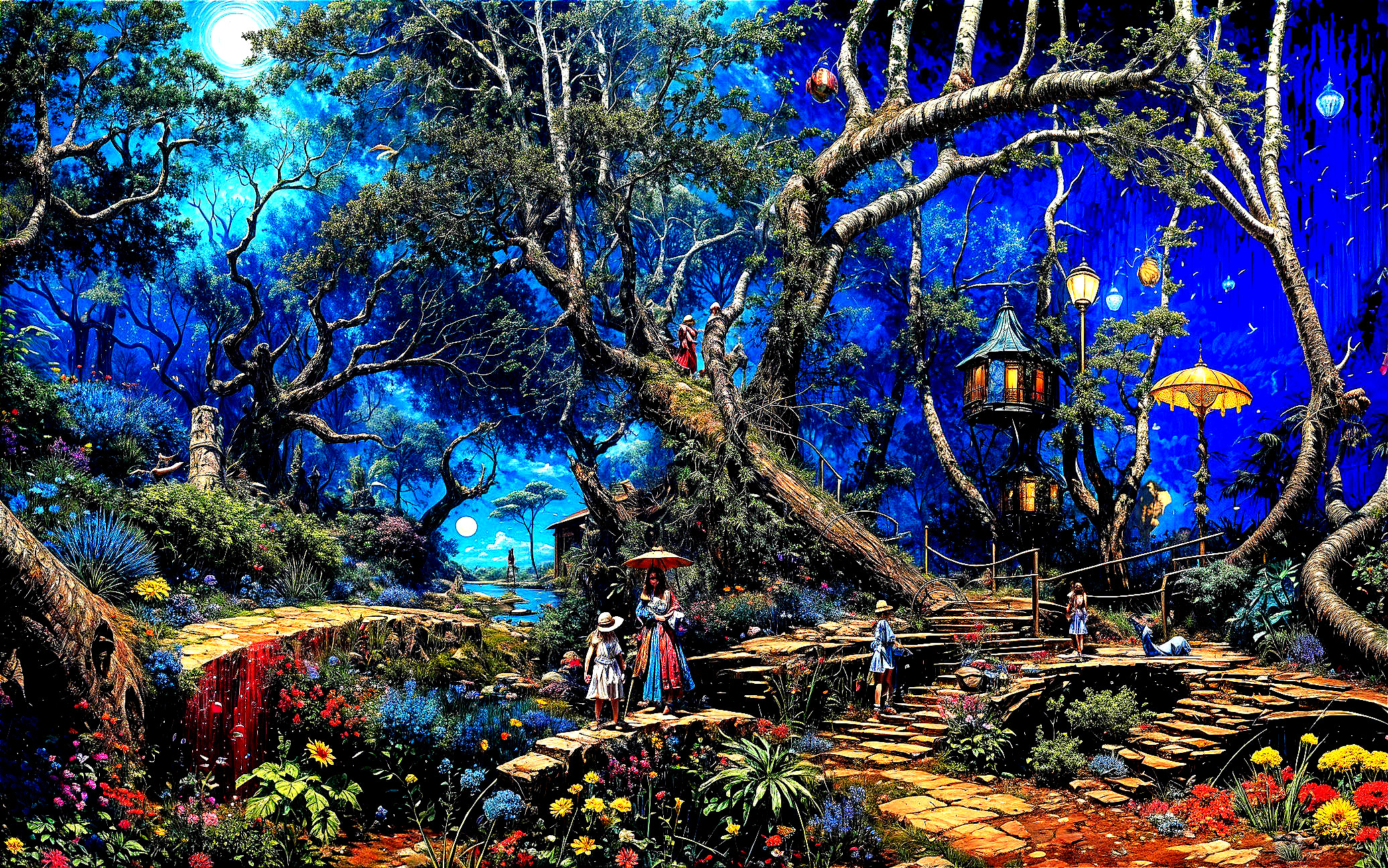 Mystical Forest Scene with Enchanting Elements