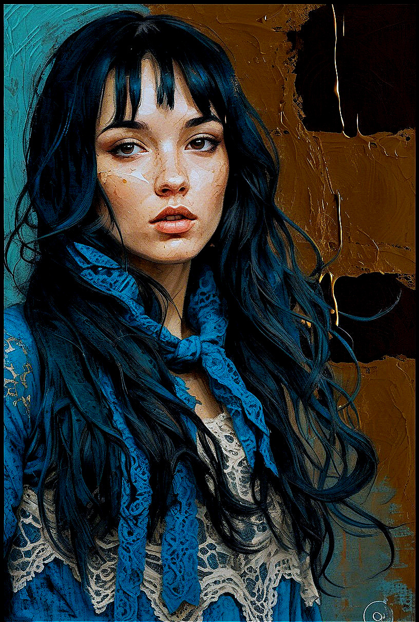 Portrait of a Young Woman with Dark Hair and Scarf