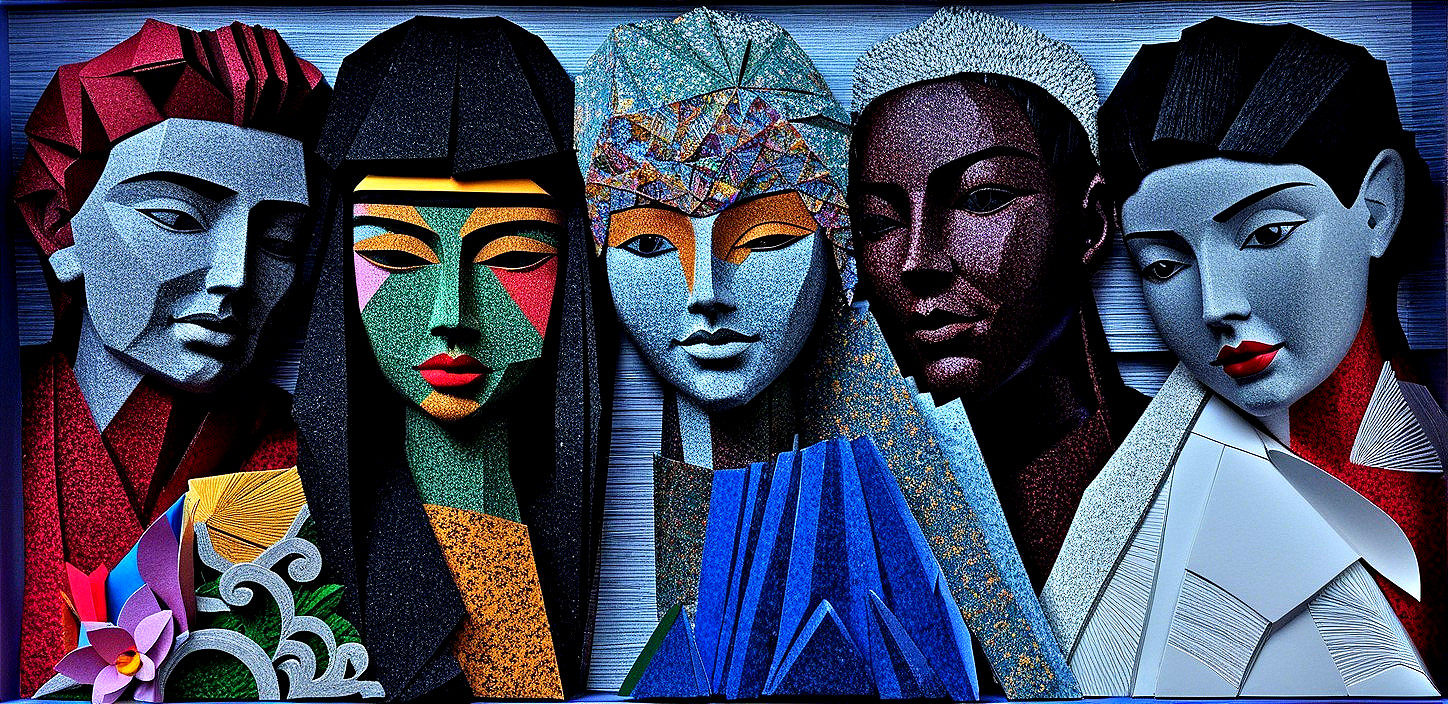 Stylized Artwork of Five Diverse Female Faces