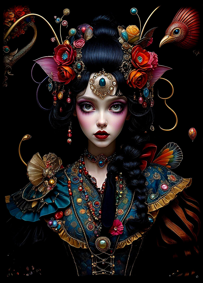 Portrait of a Woman with Flowers and Jewels