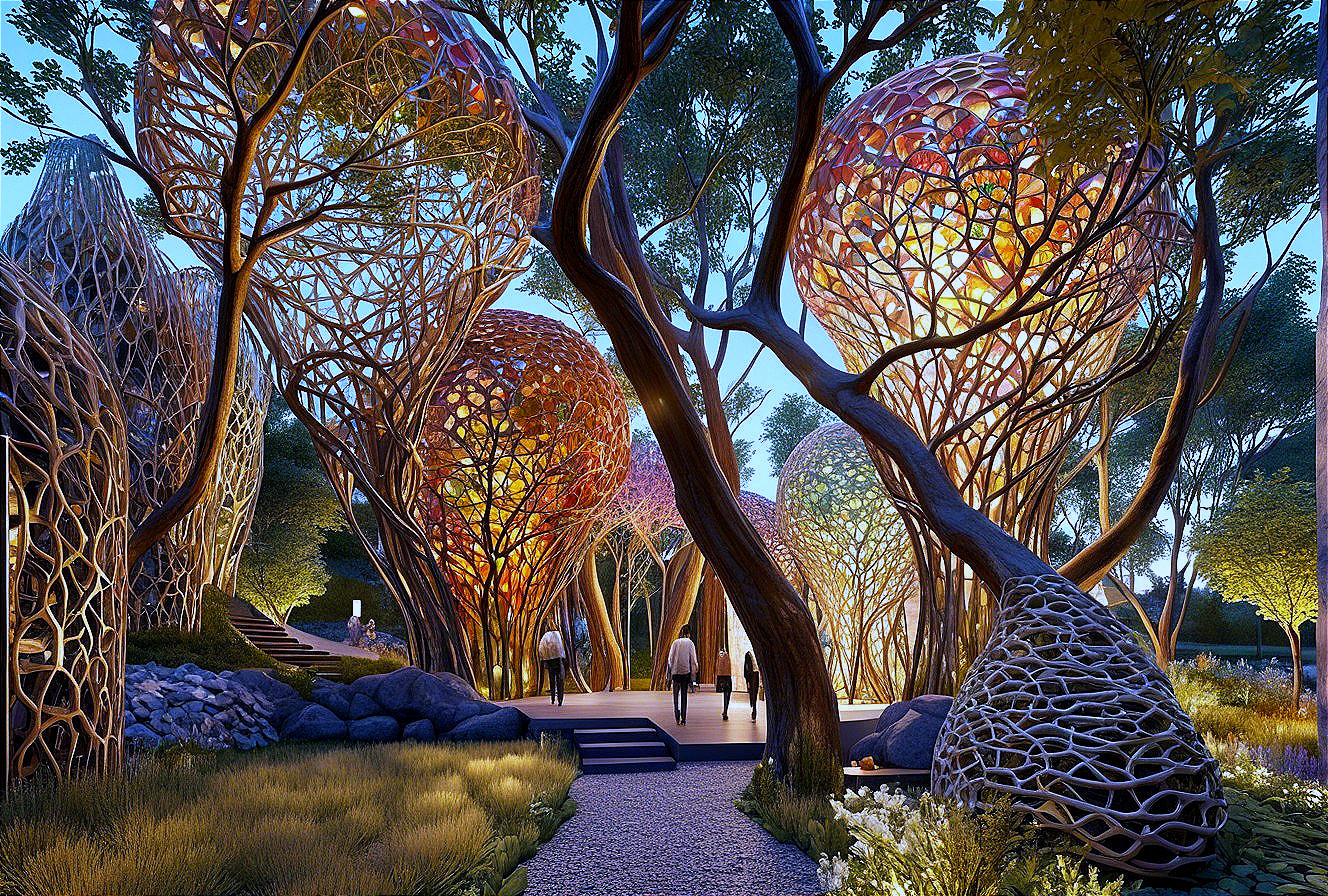 Fantastical Forest with Illuminated Organic Structures