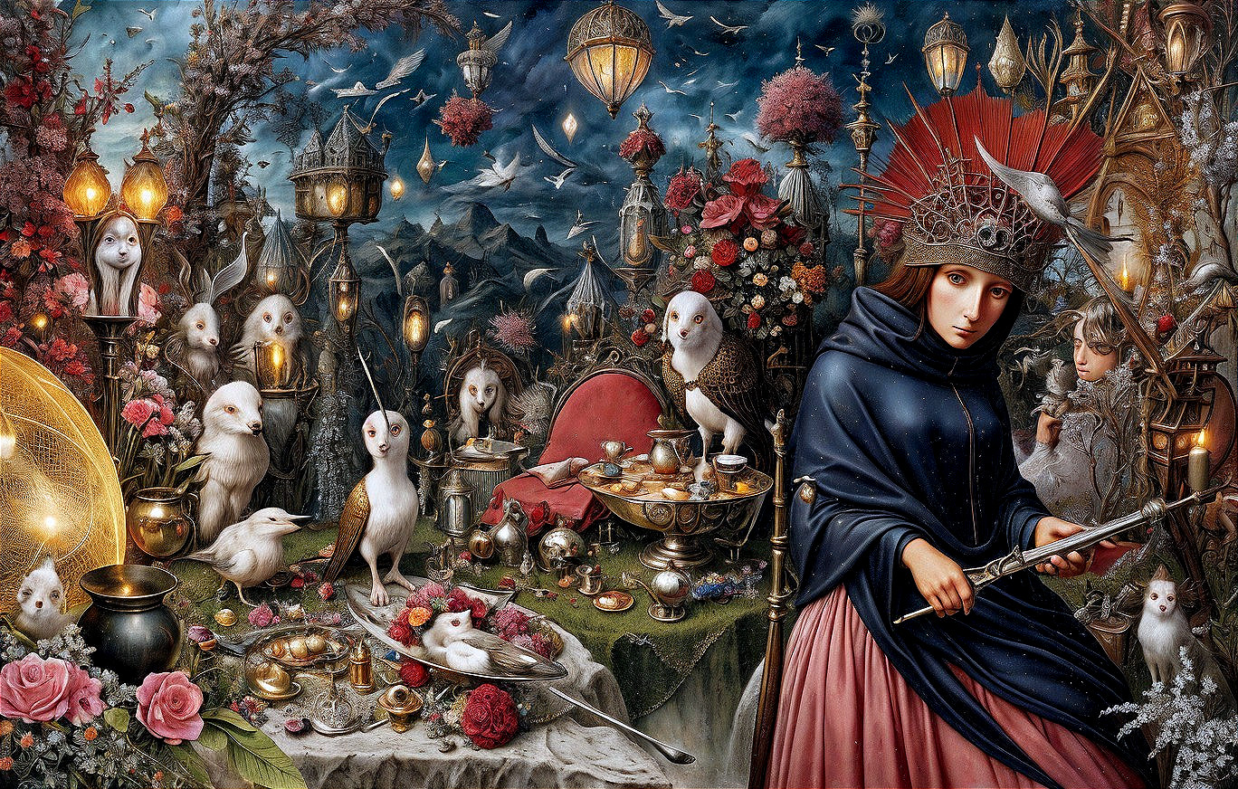 Whimsical Fantasy Scene with Enchanted Elements