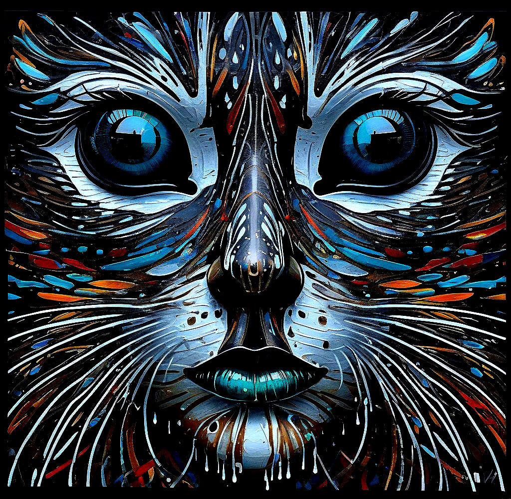 Abstract Face with Vivid Colors and Intricate Patterns