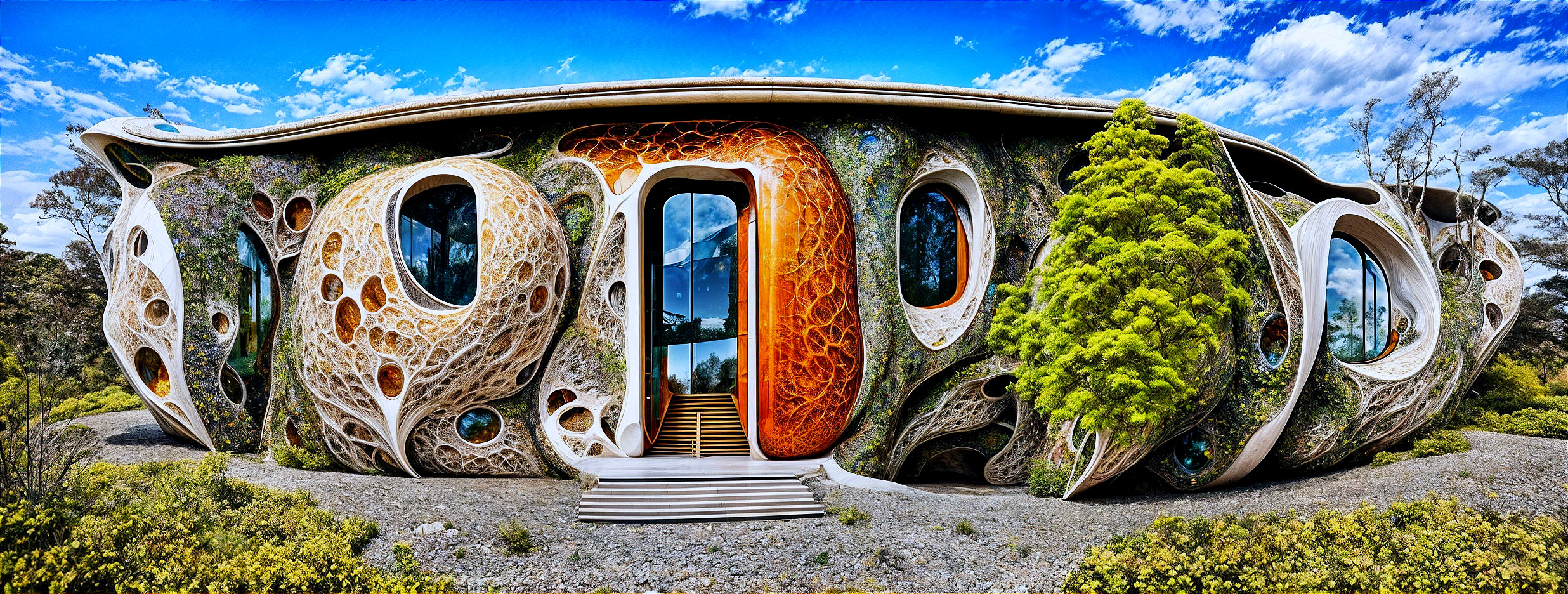 Organic-Shaped House Integrated with Natural Surroundings