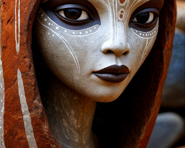 Alien-like Sculpture with Intricate Patterns and Orb