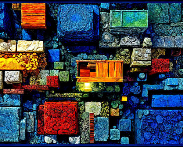 Aerial View of Colorful Geometric Mosaic Design
