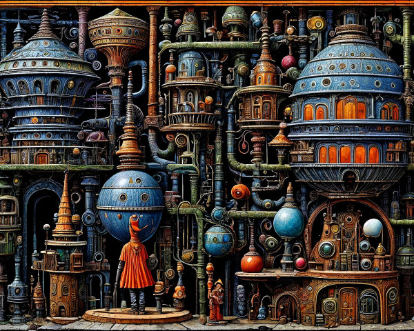 Intricate Steampunk City with Whimsical Architecture