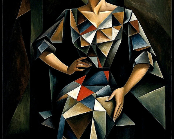Stylized Female Figure in Bold Geometric Shapes