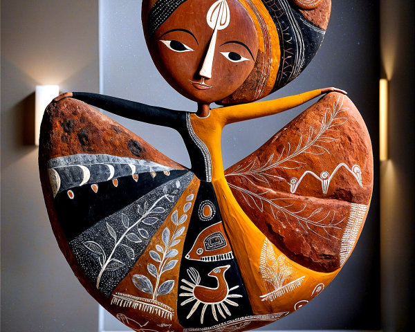 Vibrant Sculpture of a Female Figure with Patterns