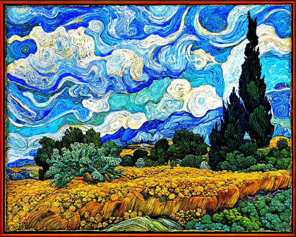 Vibrant Landscape with Rolling Hills and Yellow Flowers