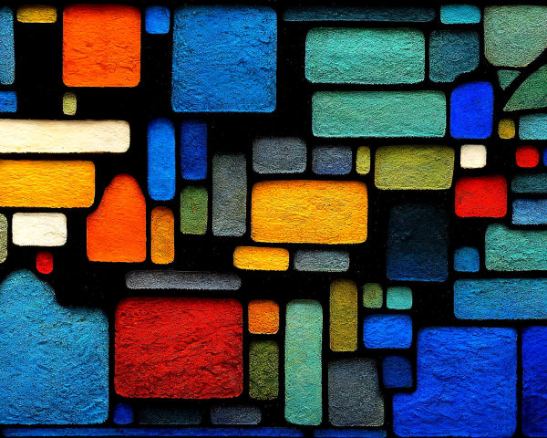 Colorful Geometric Shapes in Stained Glass Style
