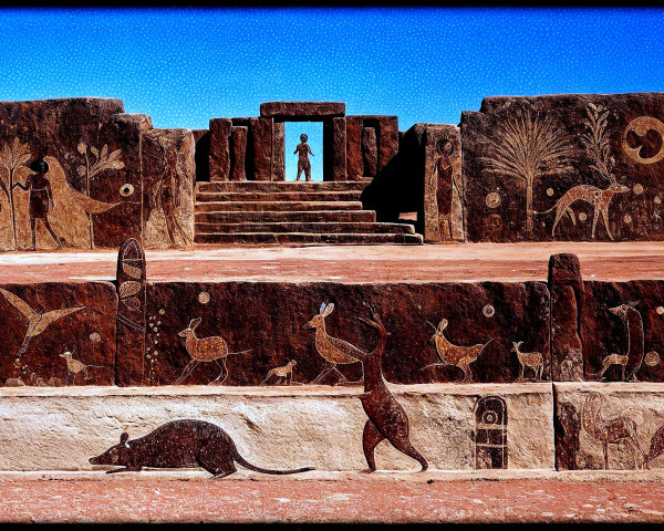 Ancient Stone Structure with Intricate Animal Carvings