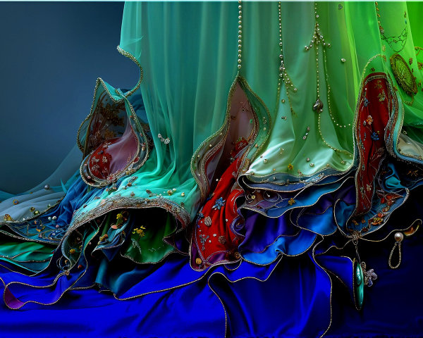 Intricate Garment with Flowing Design and Embellishments