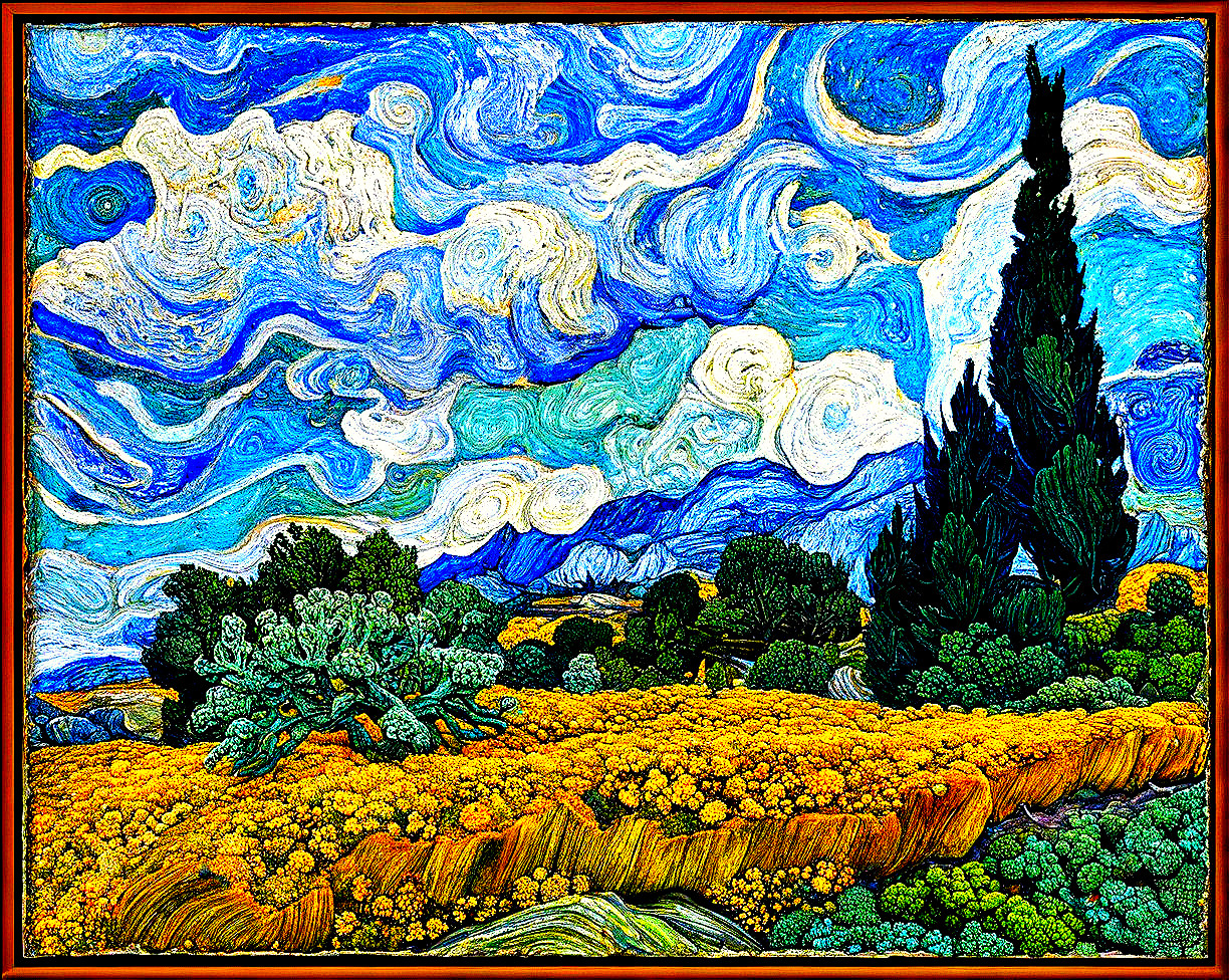 Vibrant Landscape with Rolling Hills and Yellow Flowers