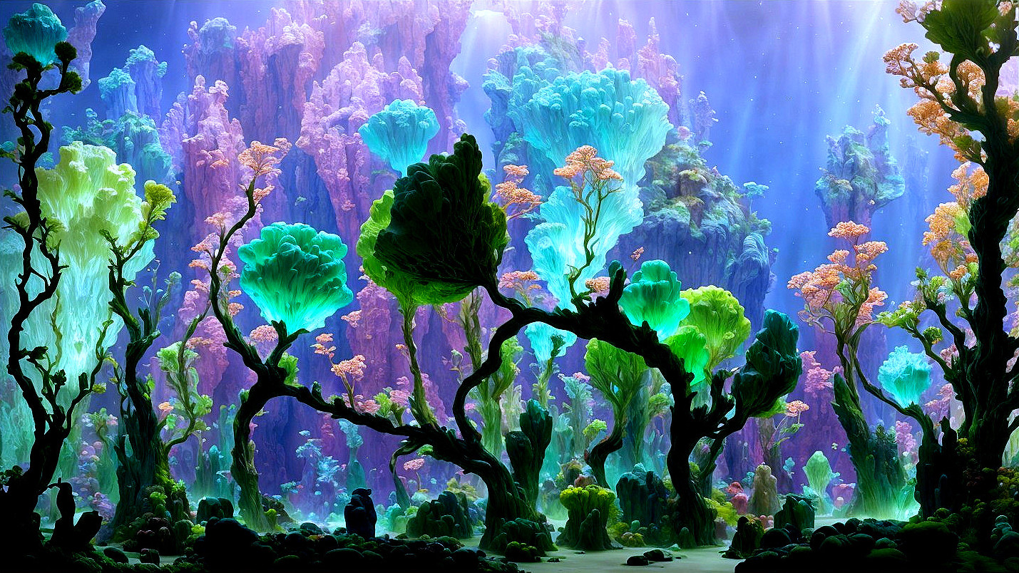 Enchanting Underwater Landscape with Coral Formations