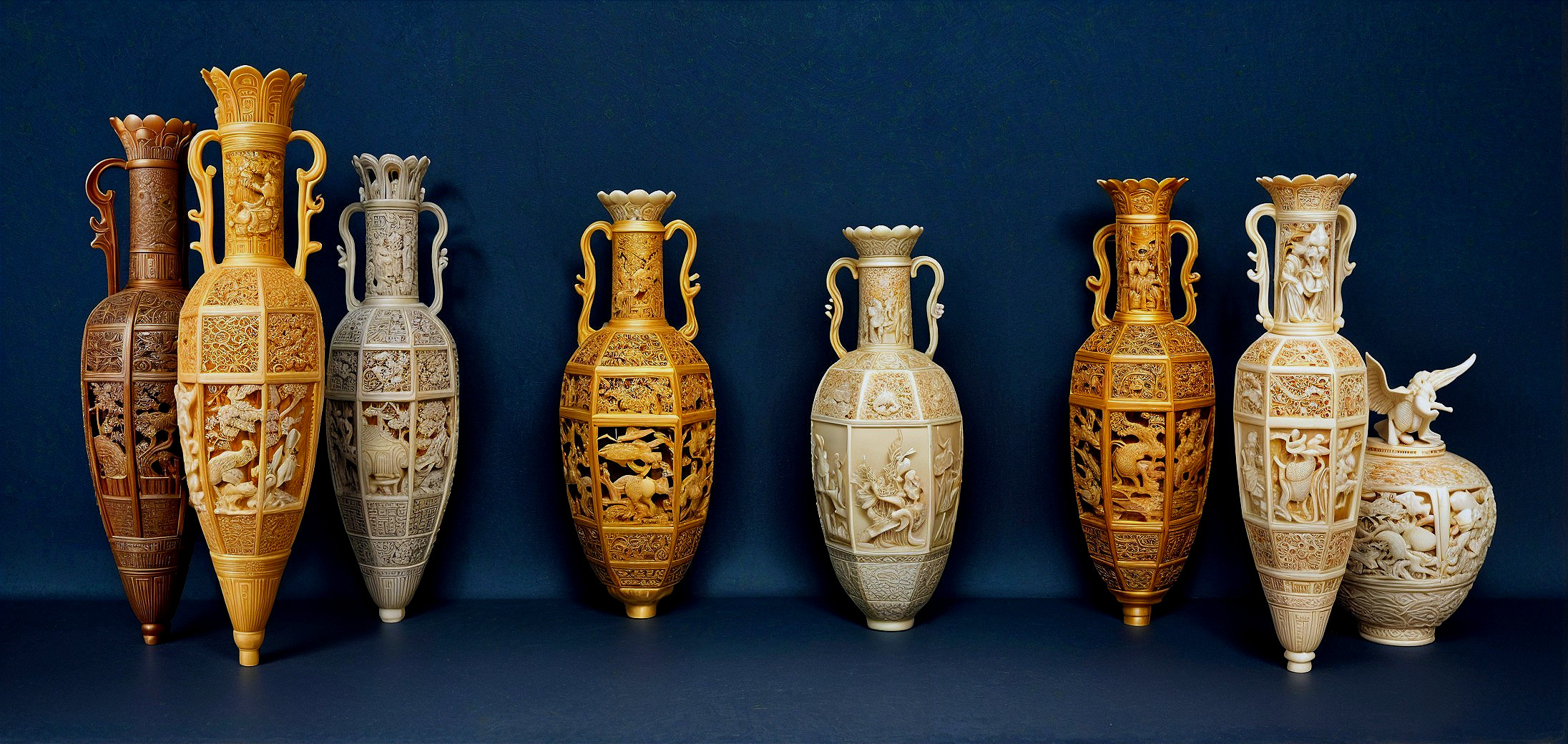 Intricately Carved Vases Showcasing Traditional Craftsmanship