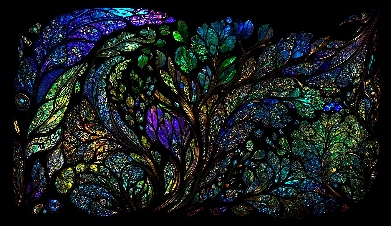 Vibrant Multicolored Leaves and Swirling Patterns Design