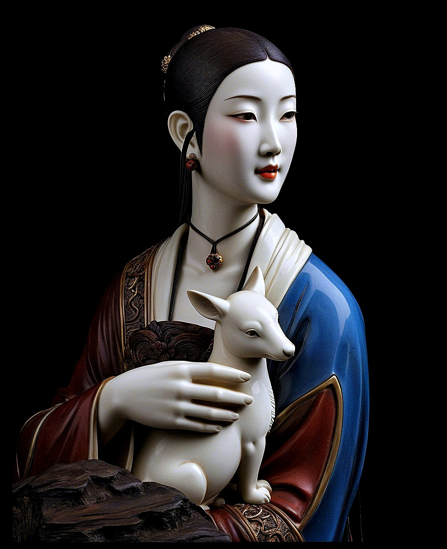 Porcelain Figurine of Woman in Traditional Attire