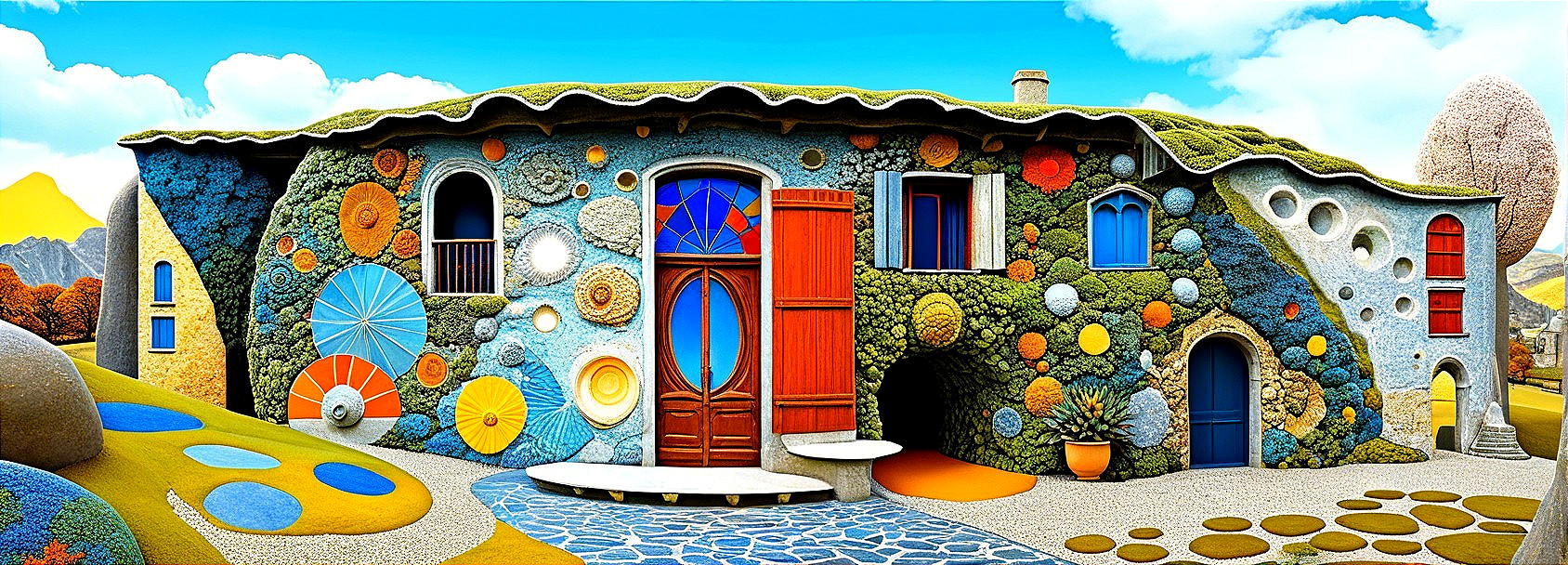 Whimsical Colorful House with Unique Facade and Design
