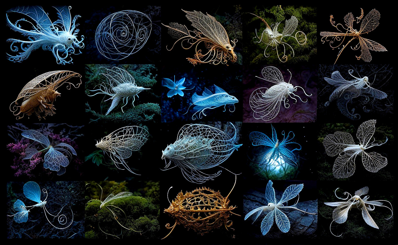 Collection of Ethereal, Intricate Marine Creatures