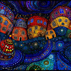 Surreal Landscape with Colorful Geometric Buildings