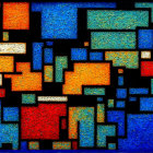 Colorful Geometric Shapes in Stained Glass Style