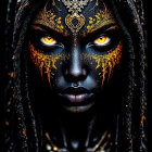 Stylized Portrait of a Woman with Butterfly Face Paint