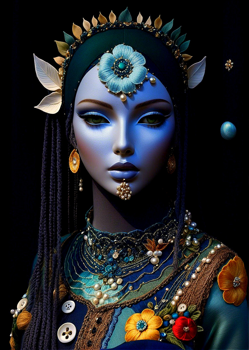 Colorful Mannequin in Traditional and Modern Garments