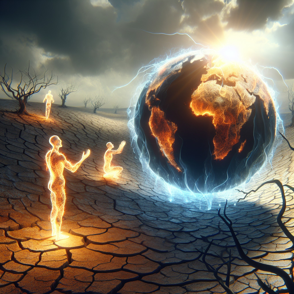 Ethereal Figures in a Drought-Stricken Landscape