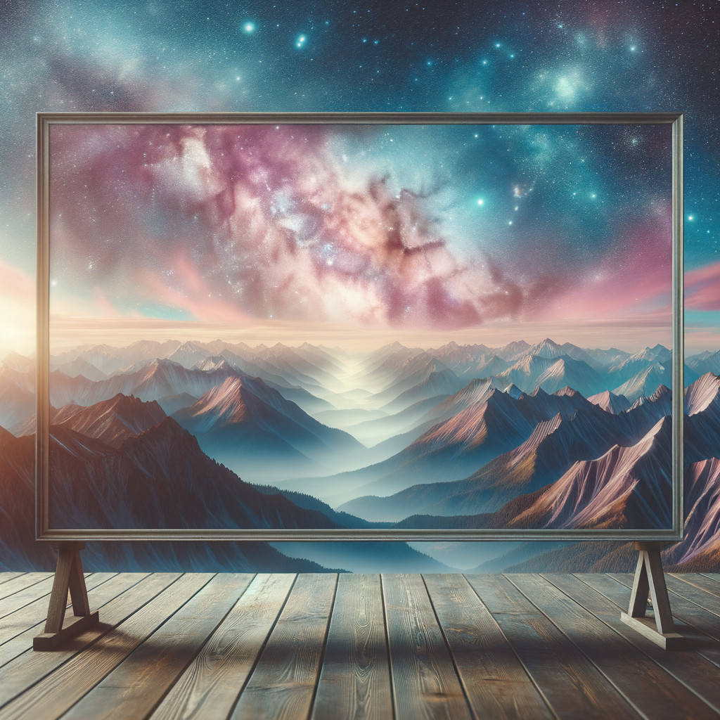Framed Picture of Cosmic View Over Majestic Mountains