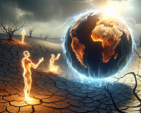 Ethereal Figures in a Drought-Stricken Landscape